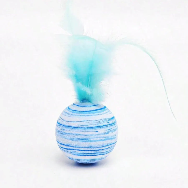 Cat Toy Striped Ball Interactive - Fun Pet Play, 5g Feather Toy