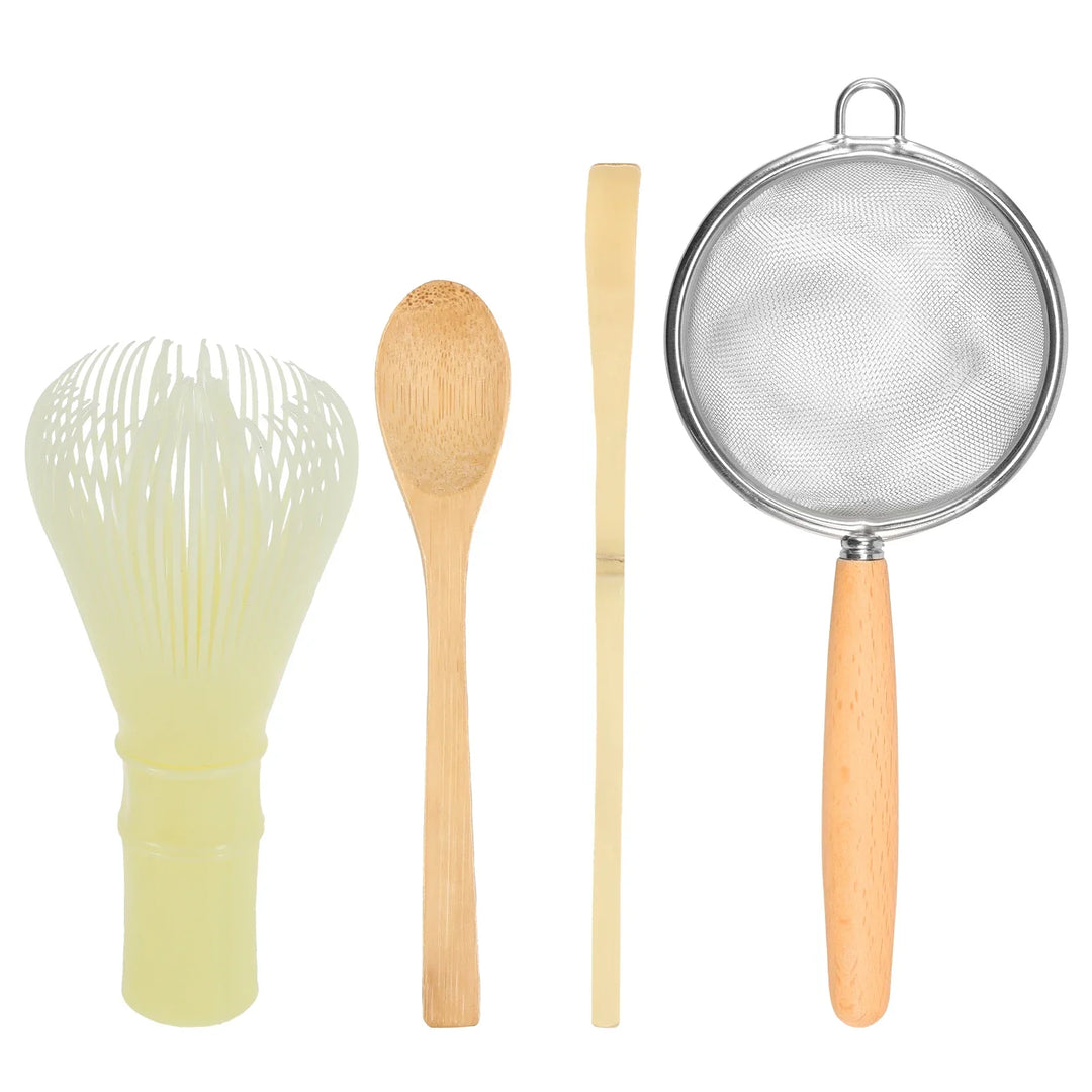 Bamboo Matcha Whisk Set With Holder Scoop Sifter Starter