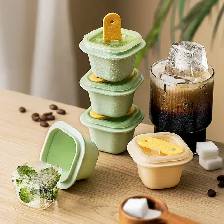 Food Grade Silicone Ice Cube Molds with Popsicle Sticks for Ice Cubes, Jellies, and Custom Treats - Stackable and Dishwasher Safe