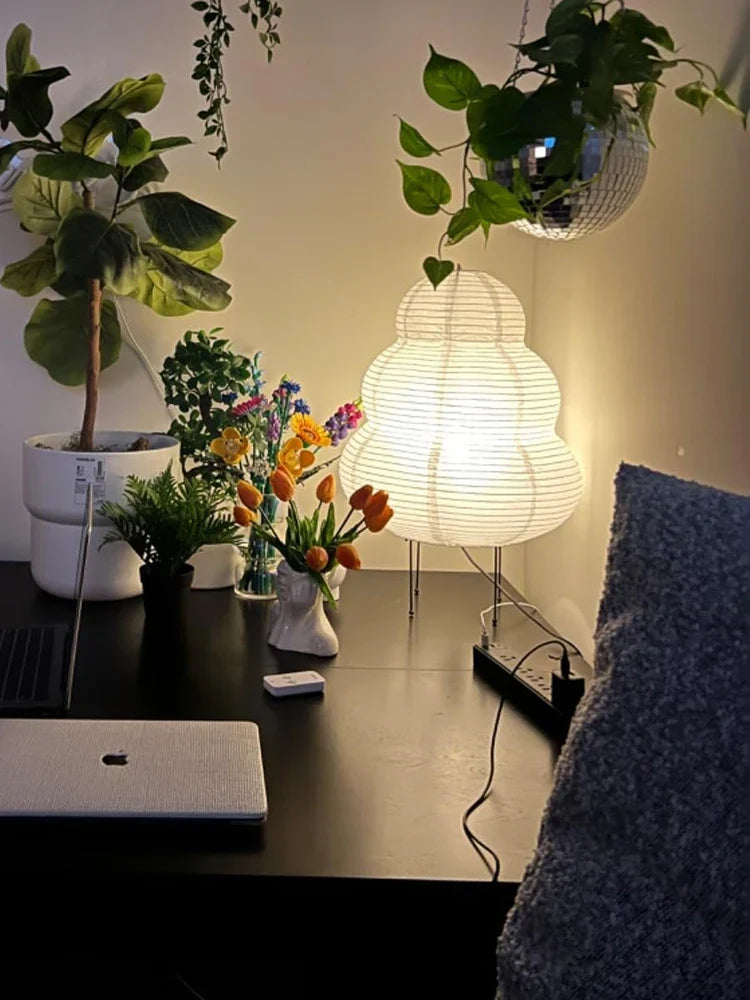 LED Rice Paper Lamp Tricolour Dimming Japanese Style