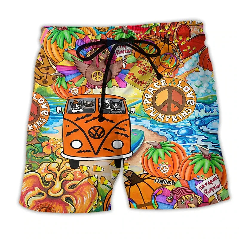 Trendy Swim Shorts for Men with Graffiti Print, Lightweight Quick-Drying Fabric, Adjustable Fit, Perfect for Summer Activities