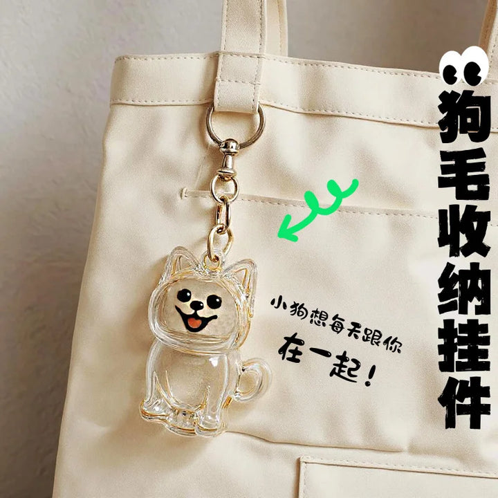 Dog Hair Keepsake Keychain Pendant Clear Resin Charm