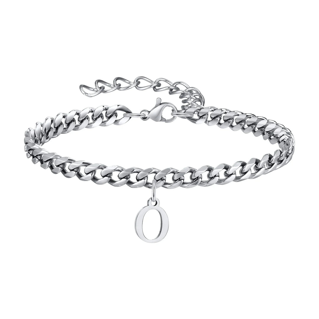 Initials Cuban Link Bracelet Stainless Steel Adjustable