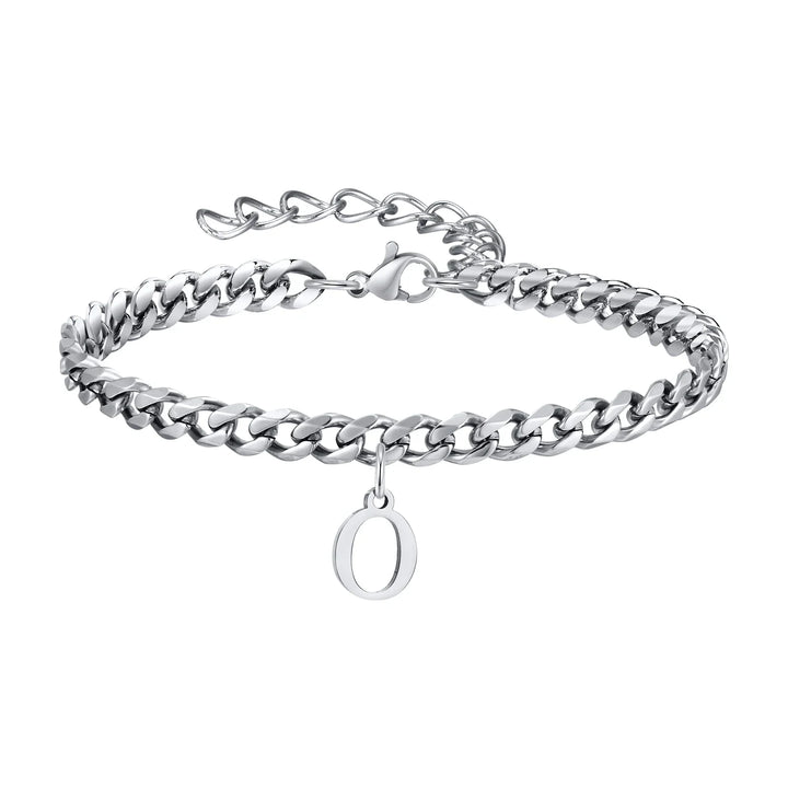 Initials Cuban Link Bracelet Stainless Steel Adjustable