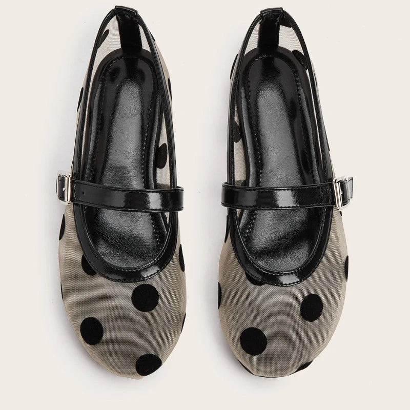 Breathable Women Mary Jane Flats - Round Toe Mesh, Casual