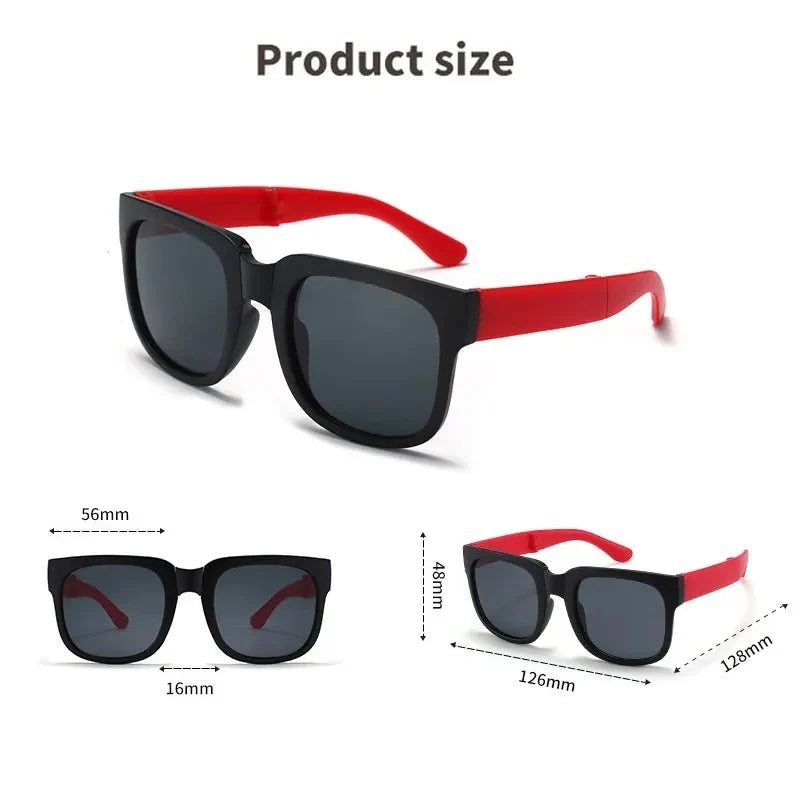 Kids Sunglasses Foldable Square Frame UV400 Protection for Outdoor Play Summer 2026 Gift Idea