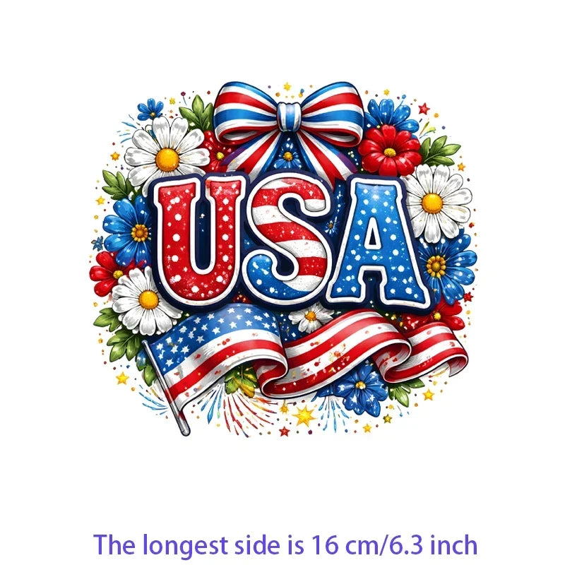 Iron On Patches USA Flag Bald Eagle Heat Transfer Set Patriotic 4th Of July DIY Clothing Decor 2026