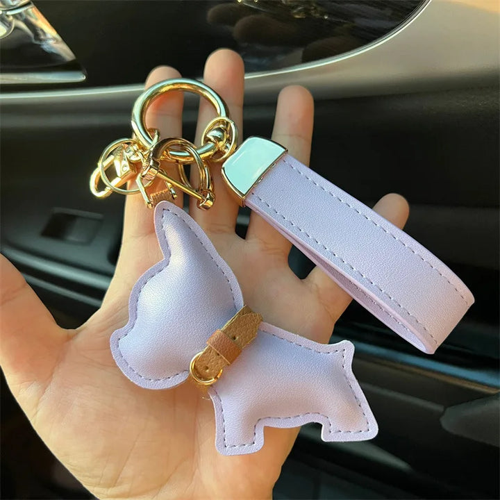 Leather Dog Keychain Car Charm Bag Hanging Accessory