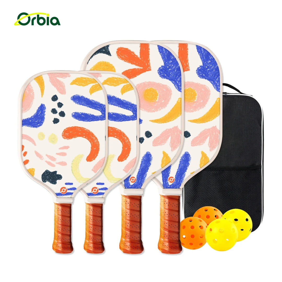 Family-Friendly Pickleball Paddle Set with Glass Fiber and Lightweight PP Core for Kids and Adults, Ideal for Outdoor Fun