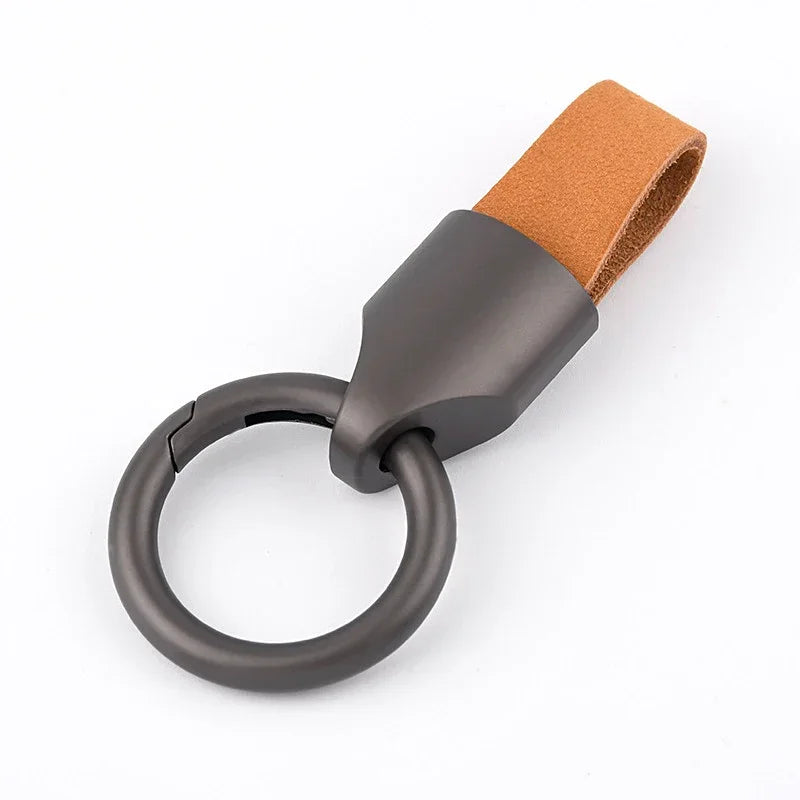 Cowhide Leather Keychain Carabiner Ring Everyday Carry