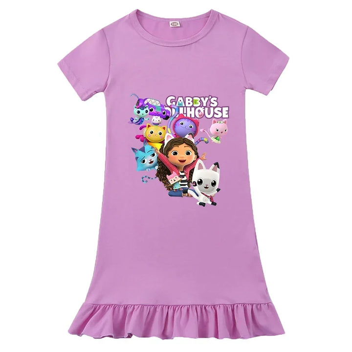Lightweight Girls’ Dress – Princess-Style, Flowy, Mid-Calf Length, Cotton, For Party Wear
