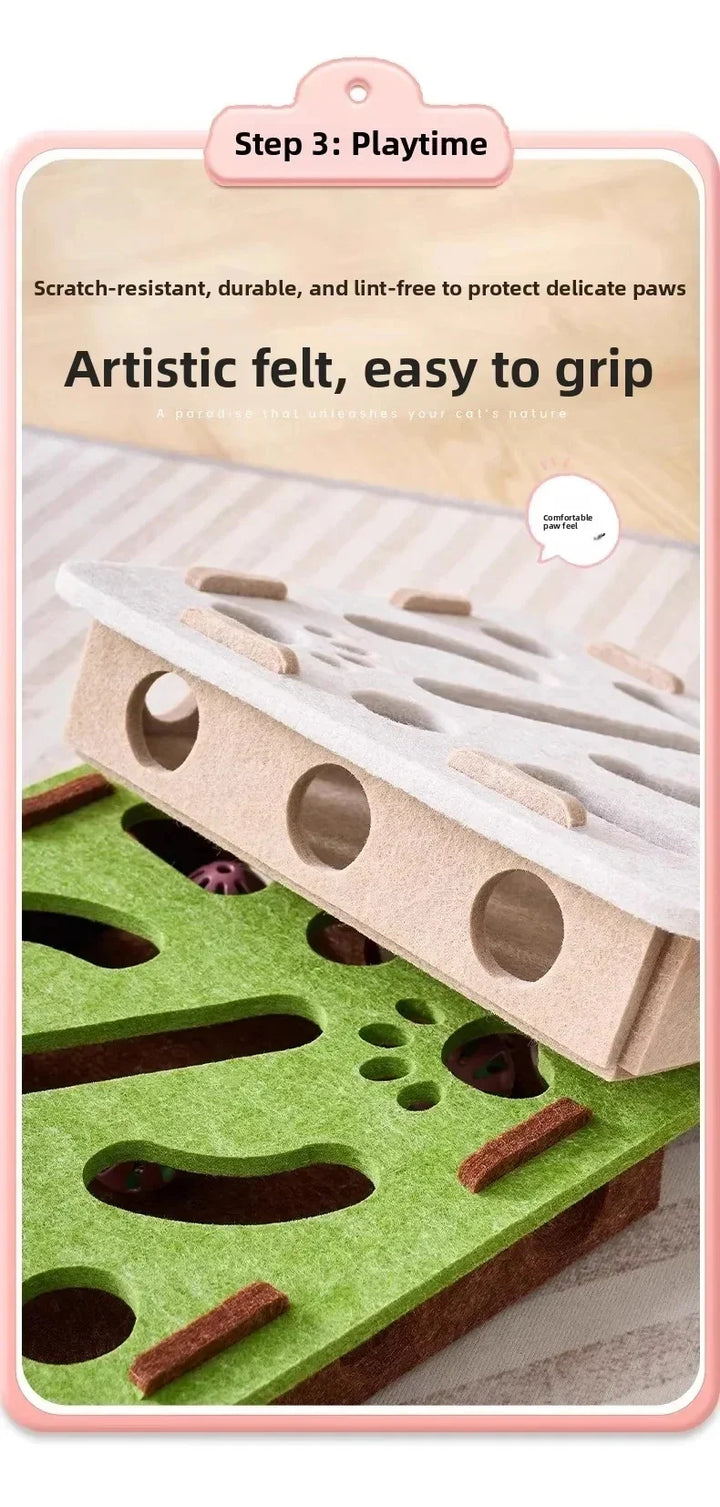 Cat Puzzle Toy Box With Ball Suede Felt Indoor Cat Exercise Entertainment Eco Friendly Gift 2026 TikTok Viral