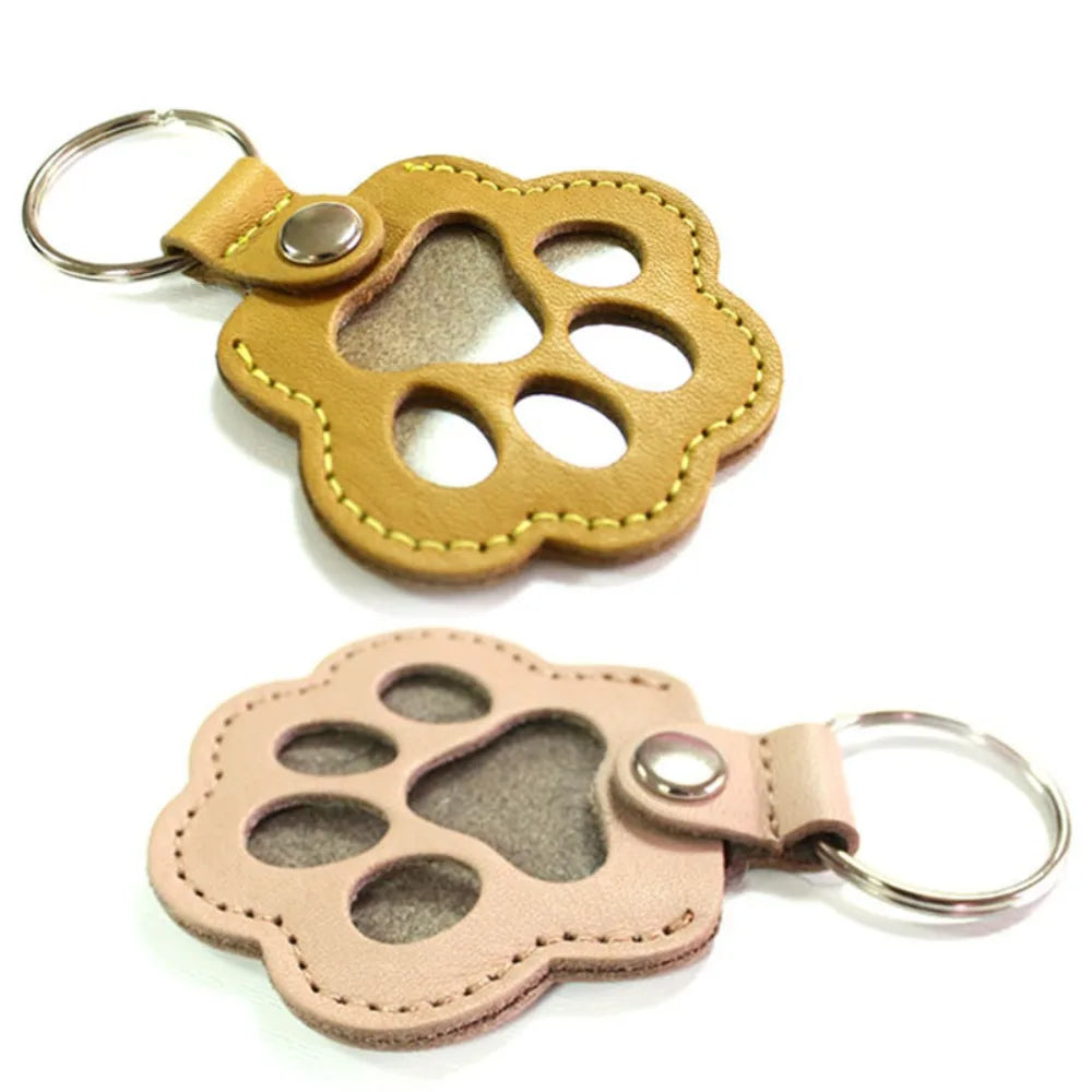 Pet Hair Keychain Paw Pendant PU Leather Hair Holder
