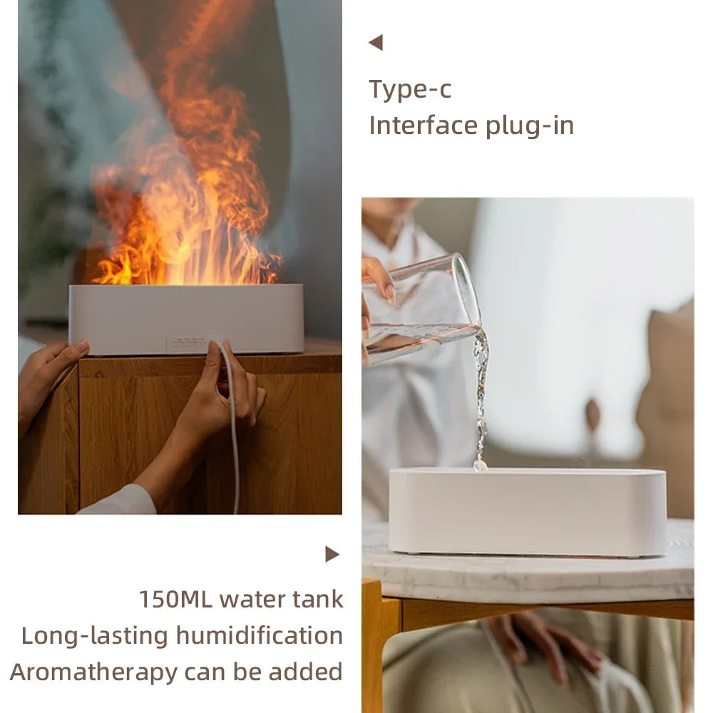 Essential Oil Aroma Diffuser Flame Humidifier with RGB Light
