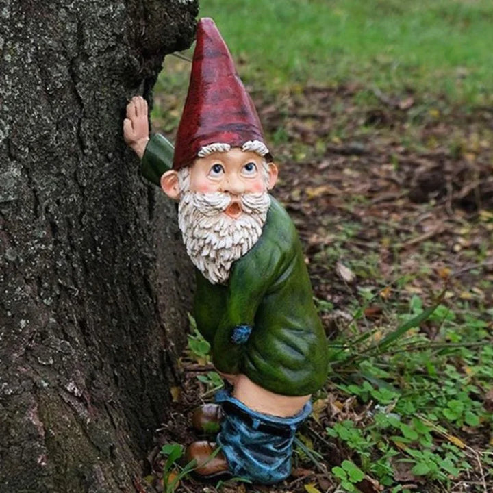 Garden Gnome Statue Urinating Outdoor Decor Christmas Holiday Garden Ornament Whimsical Gift Idea