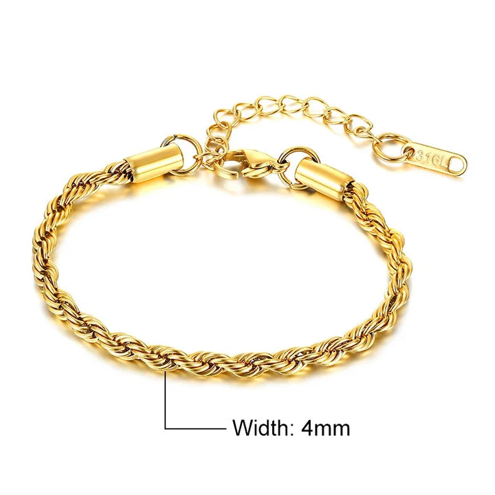 Stainless Steel Rope Chain Bracelet Twisted Singapore