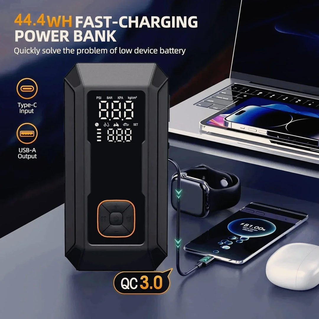 Car Jump Starter All-In-One Air Pump Tire Inflator Portable Power Bank LED Light Fall 2025