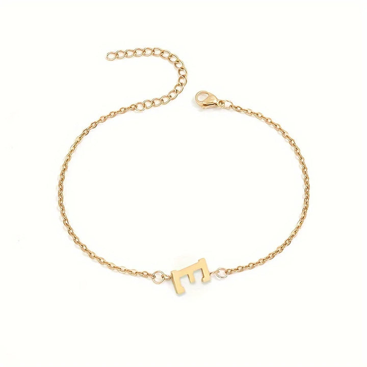 Initial Letter Bead Bracelet Thin Chain Minimalist Elegant