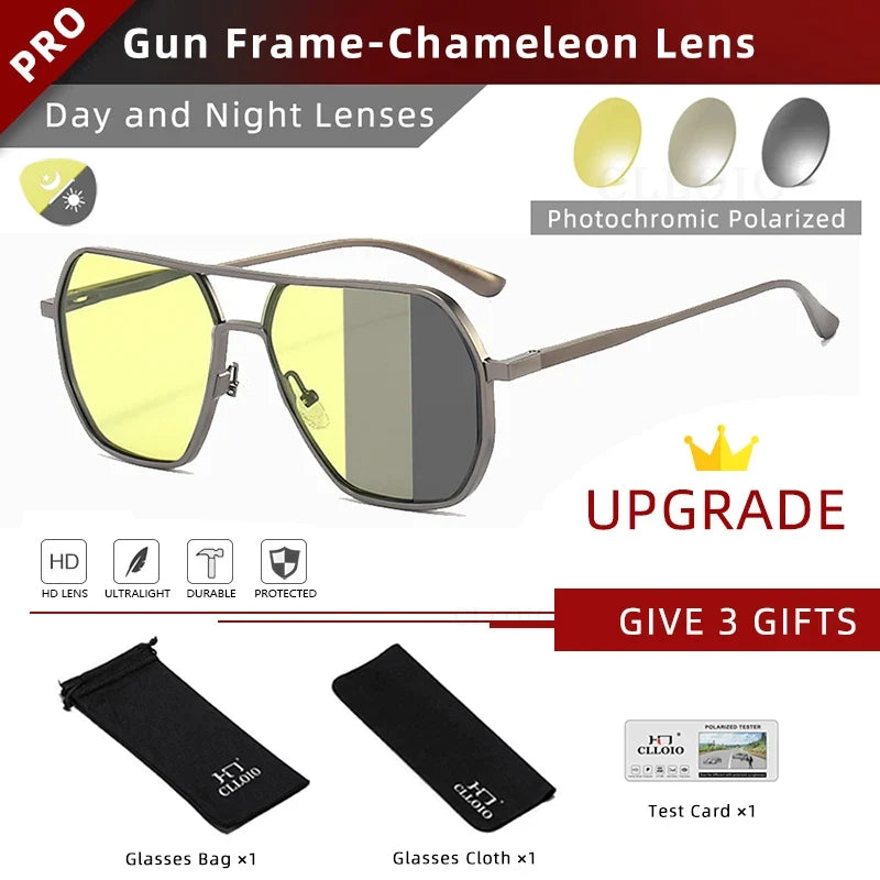 Photochromic Sunglasses Anti Glare Day Night Vision Polarized UV400 Unisex Square Frame Summer 2026 Trend