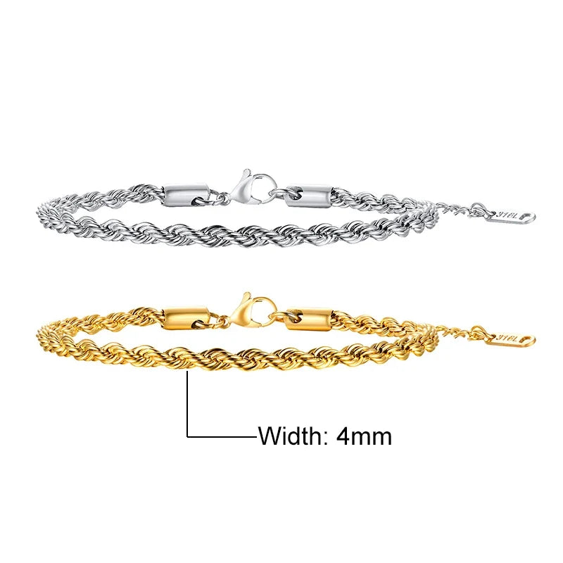 Stainless Steel Rope Chain Bracelet Twisted Singapore