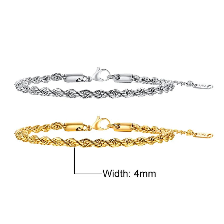 Stainless Steel Rope Chain Bracelet Twisted Singapore