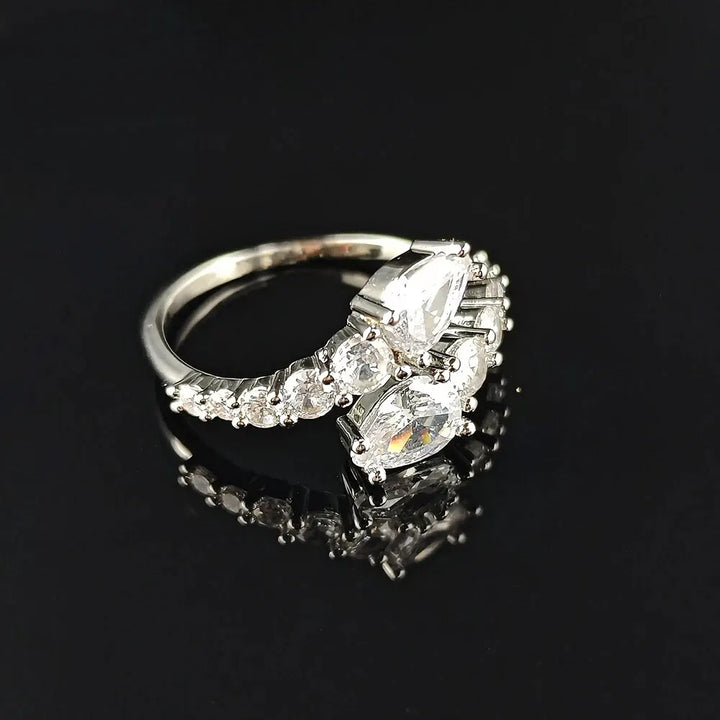 Adjustable Cubic Zirconia Cocktail Ring Valentine Gift 2026 Sparkling Prong Setting