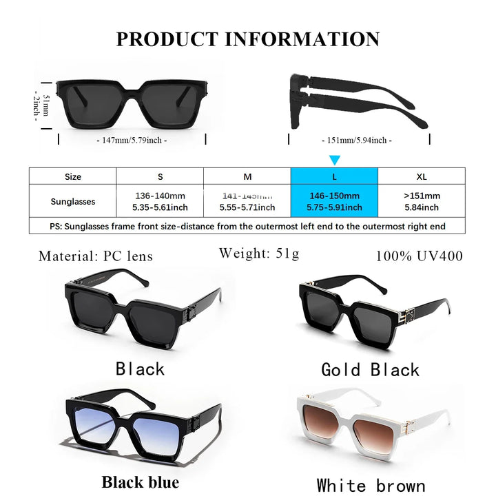 Sunglasses Black Retro Square Shades Luxury Fashion Eyewear Fall 2026 Trend Gift Idea