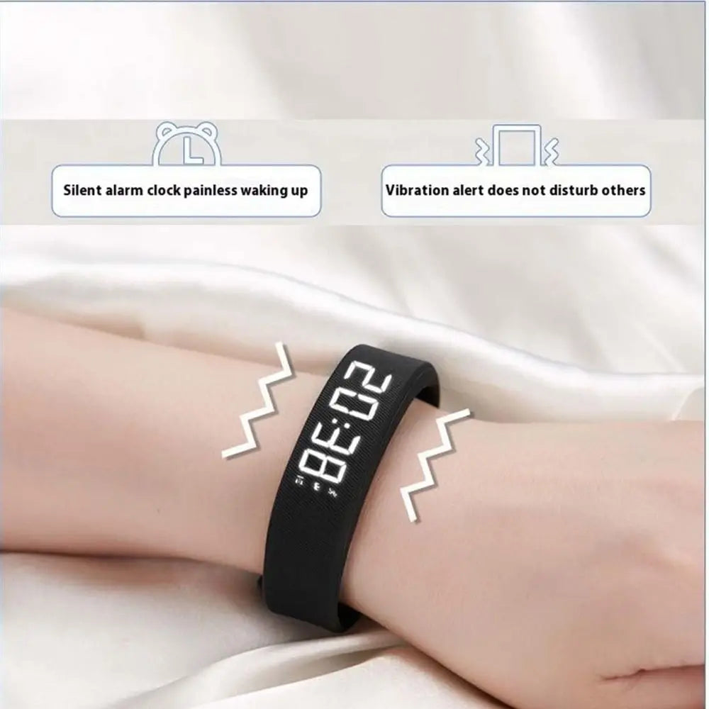 LED Digital Alarm Clock Bracelet Wristband Pedometer Waterproof Vibrating Alarm Summer 2026 Gift