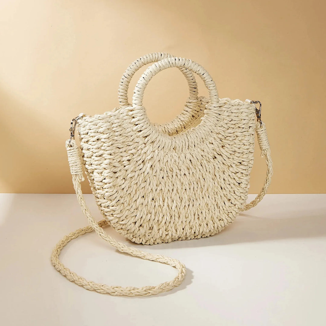 Straw Bag Natural Handwoven Half Moon Beach Tote Crossbody Bag Large Capacity Summer 2026 Vacation Accessory