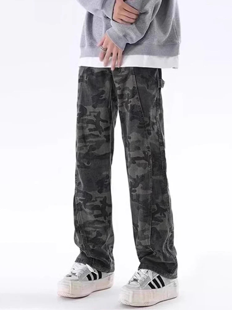 Oversized Men’s Cargo Jeans - Baggy Straight Denim Wear