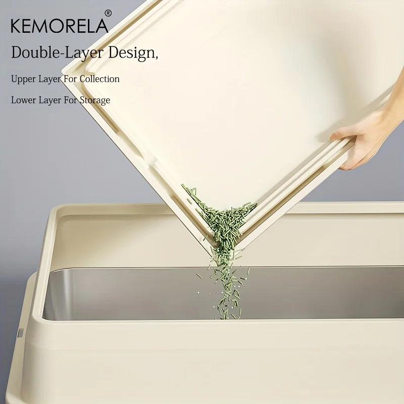 KEMORELA Extra Large Stainless Steel Cat Litter Box – Semi-Enclosed Leak-Proof High-Sided with Mat 2026