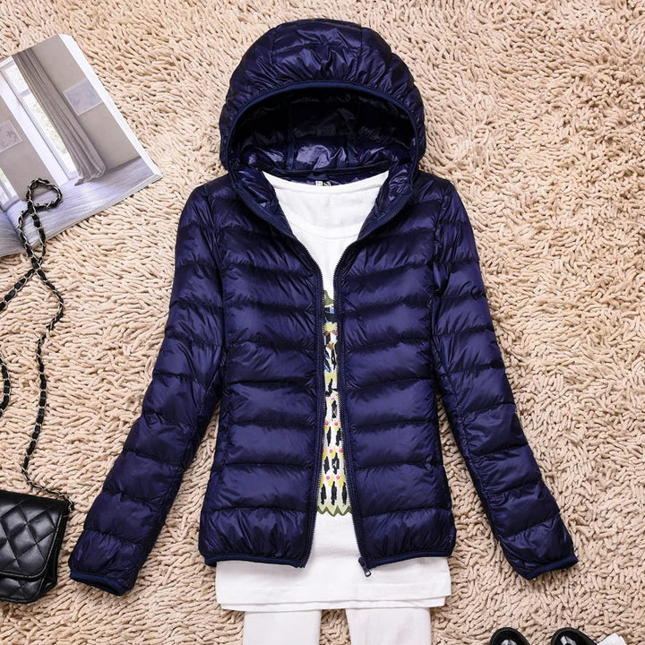 Lightweight Women’s Down Jacket - Hooded, Packable Travel