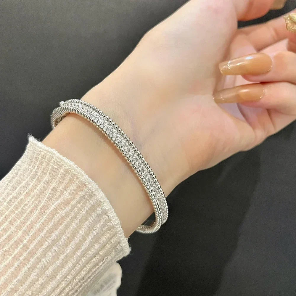 Moissanite 2mm Bracelet 18K Gold Plated Tennis Bangle