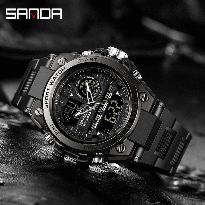 Digital Sports Watch Dual Display LED Military Style Rugged Watch Fall 2026 Water Resistant