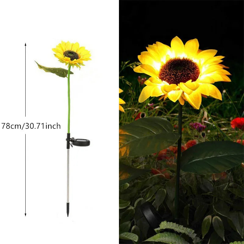 Solar Sunflower Lights 3 Head Garden Stake Outdoor LED Landscape Lights Waterproof Patio Yard Decor Summer 2026