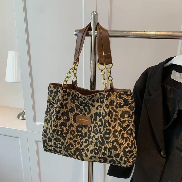 Leopard Print Tote Bag Large Capacity Daily Handbag With Spacious Interior Fall 2026 Trend Gift Idea