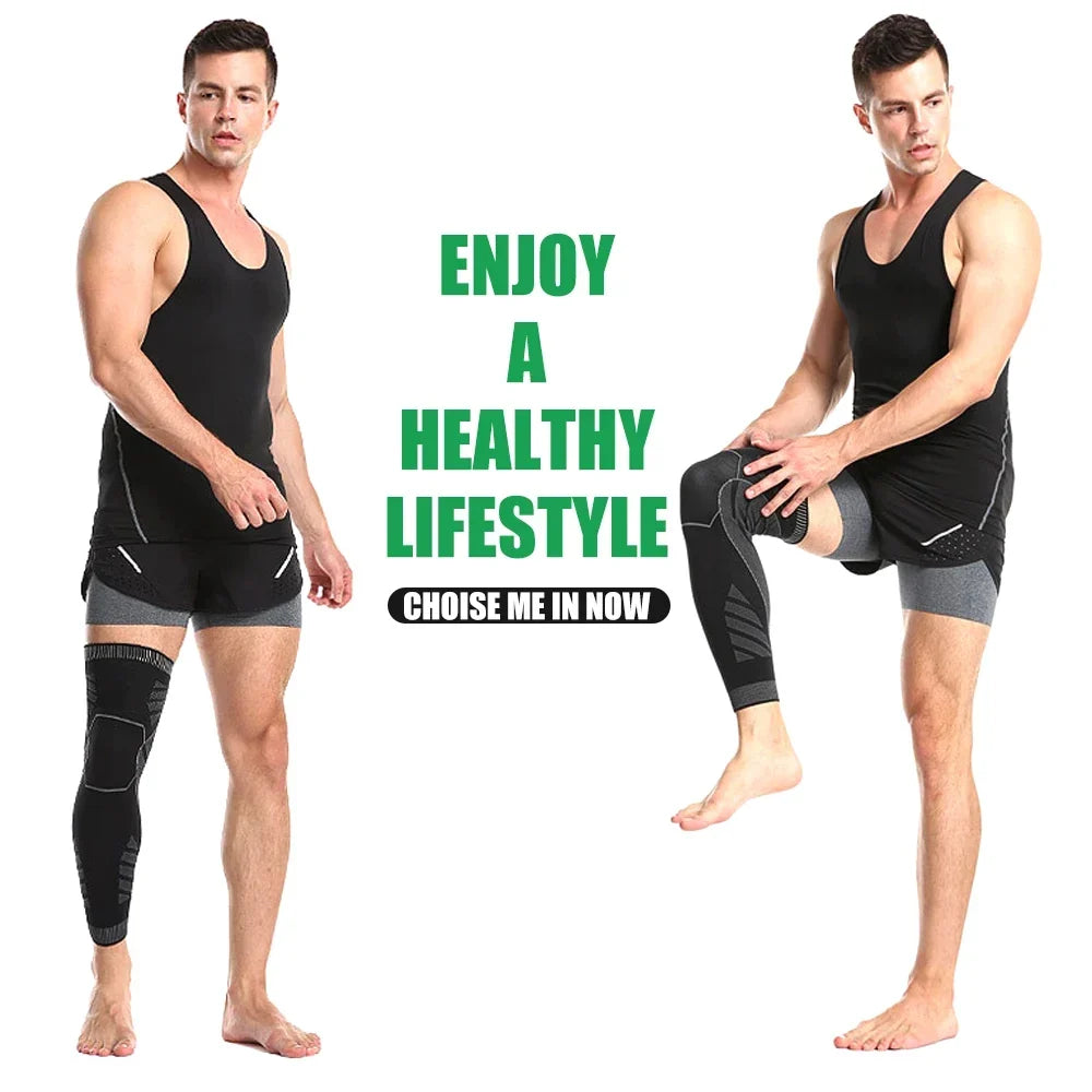 Full Leg Compression Sleeve Long Knee Support for Cycling Hiking Basketball – Pair 2026