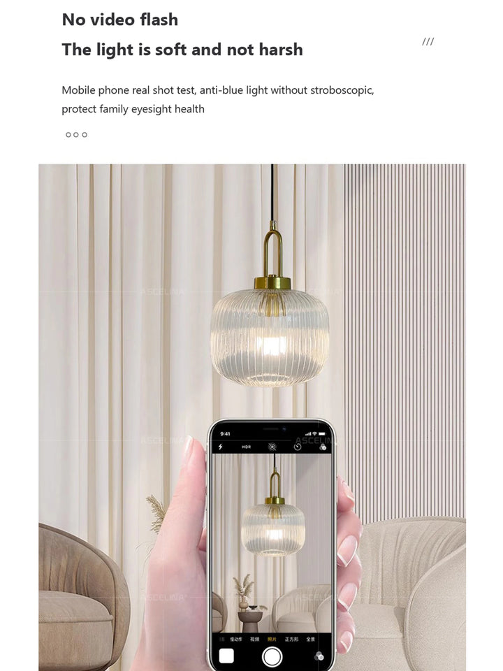 Japandi Glass Pendant Light Japanese Nordic Hanging Lamp Warm