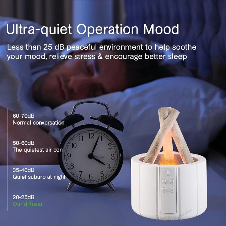Simulated Flame Aroma Diffuser - Bonfire Air Humidifier, 280ml Ultrasonic Cool Mist Maker with LED Night Light