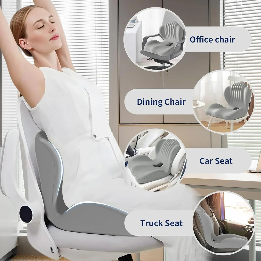 Memory Foam Seat Cushion – Ergonomic Lumbar Support for Office Chair and Car, Stress Relief