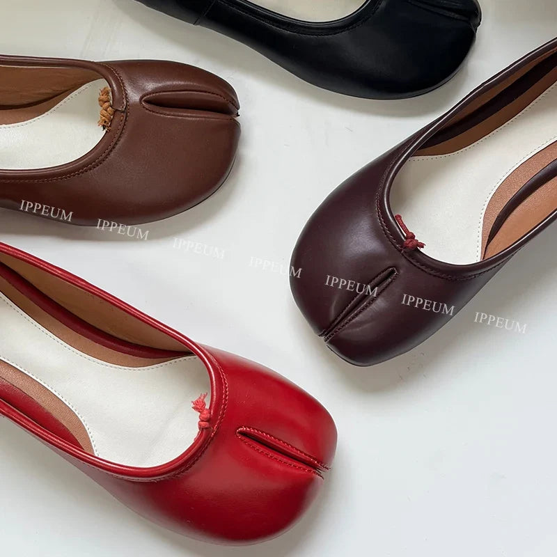 Lightweight Womens Split Toe Ballet Flats - Mary Jane, PU