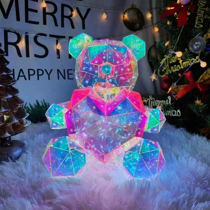 colourful LED Teddy Bear Lamp with Heart - A Heartwarming Valentine&