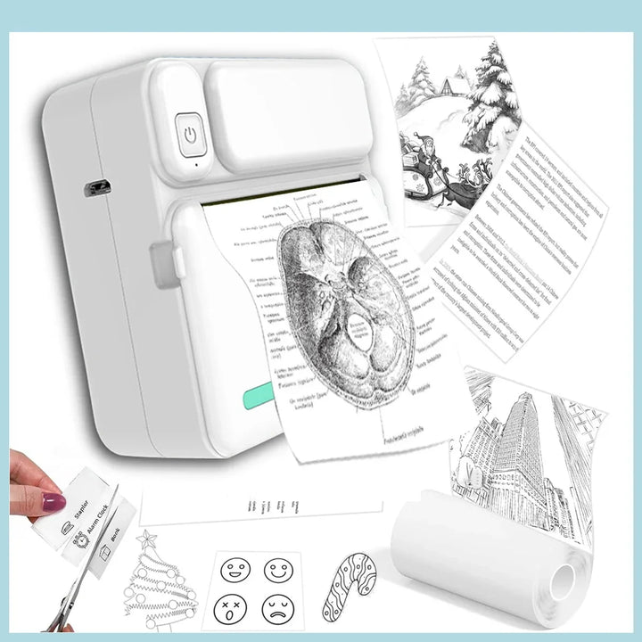 Portable Mini Thermal Label Printer for Android iOS - Inkless Pocket Printer, Home Office Use