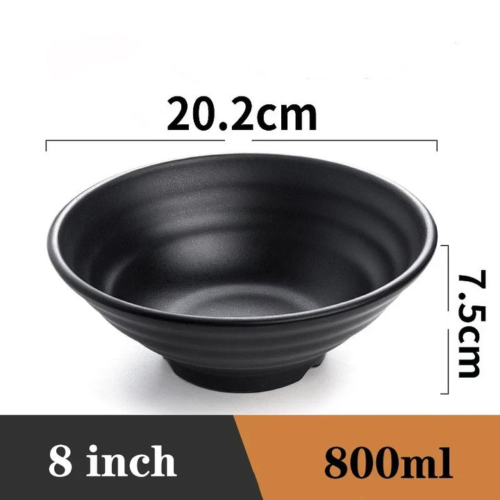 Ramen Bowl Black Plastic Japanese Style Noodle Bowl