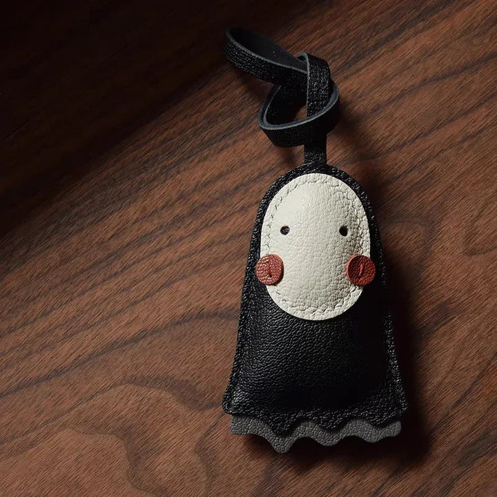 Leather Bag Charm No Face Keychain Black Cozy Cute Gift