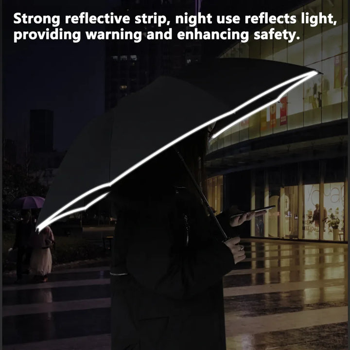 Fully Automatic Folding Waterproof Umbrella with LED Flashlight and UV Sunshade for Rain and Wind Resistance