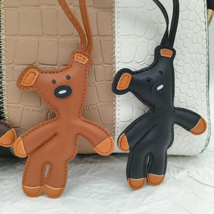 Bear Keychain PU Leather Mini Bag Charm Cute Gift Accessory