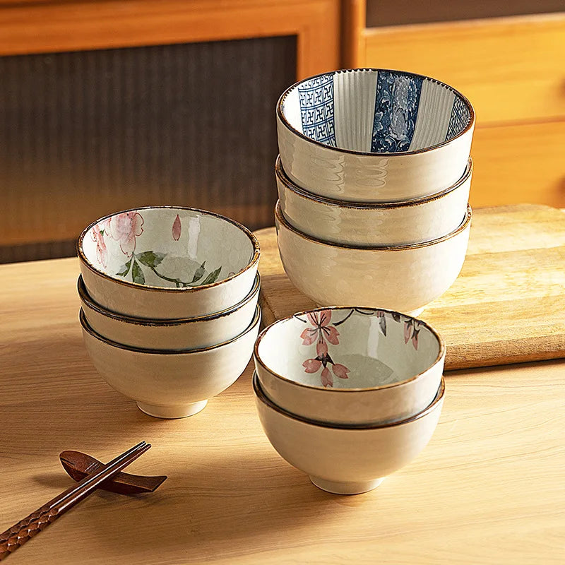 Japanese Ceramic Bowl Set 6pc Microwave Safe Gift Box