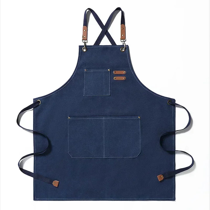 Chef Apron Canvas Crossback Utility Apron With Leather Trim And Pockets Fall 2025 Durable BBQ Workshop