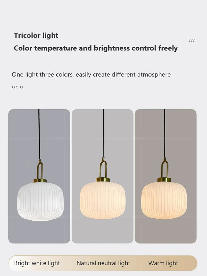 Japandi Glass Pendant Light Japanese Nordic Hanging Lamp Warm